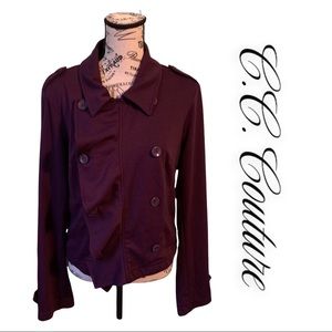C.C. Couture Dark Purple Button-Up Jacket With Collar Size XL